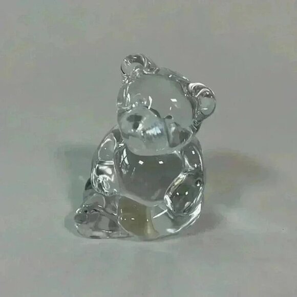 PRINCESS HOUSE LEAD CRYSTAL SITTING BEAR FIGURINE CLEAR GLASS NO CHIPS OR CRACKS - Picture 1 of 5